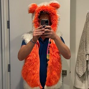 Fuzzy burner / raver teddy bear warm vest